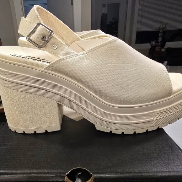 Chuck 70 De Luxe Heel Sandal Platform A13796C White Women's Size 9 NEW - Picture 1 of 13